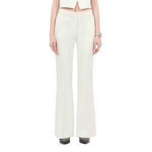 NWT The Kooples Womens High-Waist Flared Suit Trousers‎ Wool Size 38 Ecru